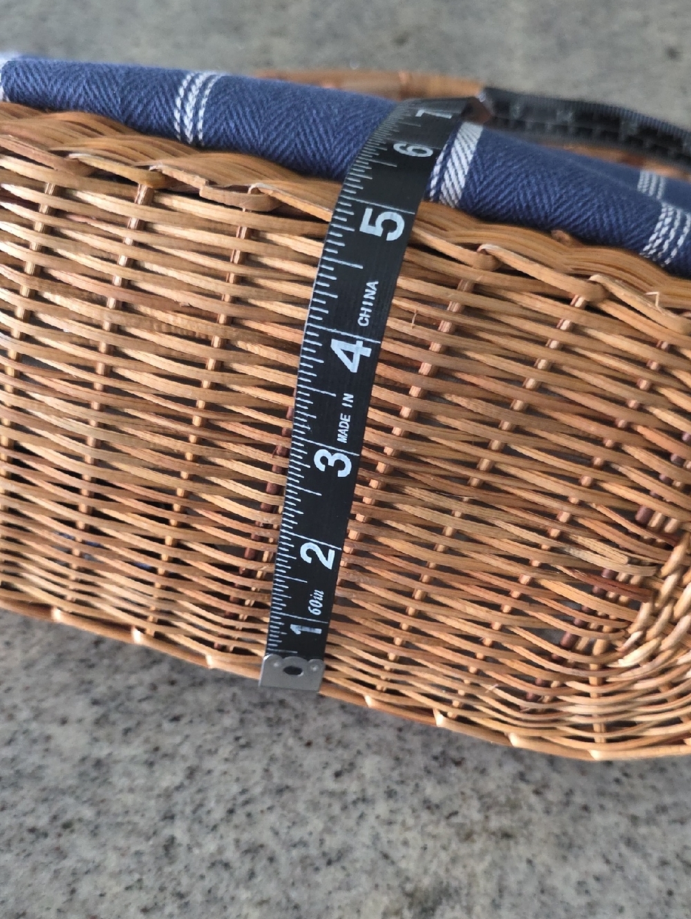 Straw Studios Navy/cream Striped Wicker Handbag - Picture 8 of 10